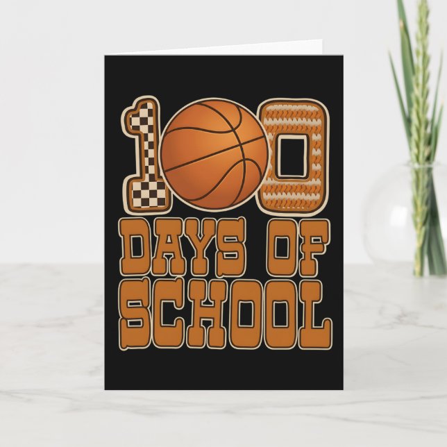 Roligt 100 dagar basketboll skola barn sport kort (Framsida)