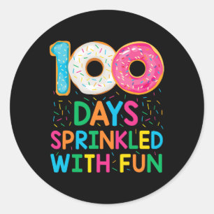 Roligt 100 dagar sprinklad med Roligt Donut School Runt Klistermärke