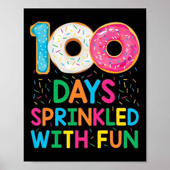 Roligt 100 dagar Sprinkled med Roligt Donut School Poster (Framsidan)