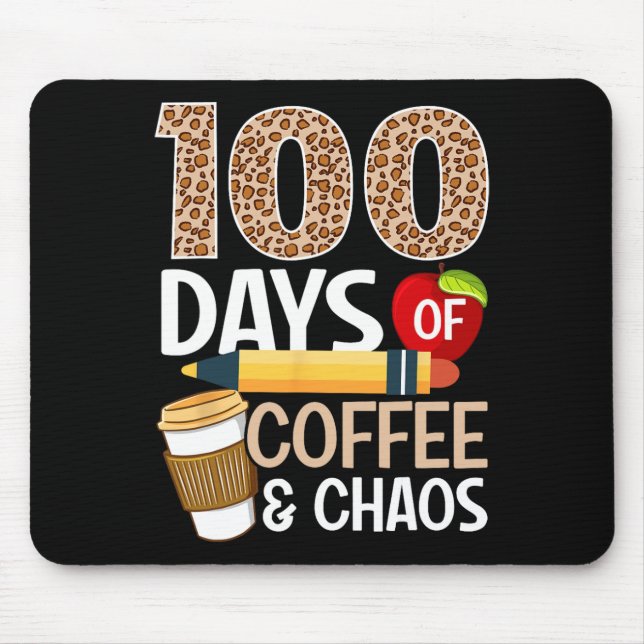 Roligt 100-dagarsdag för skollärare 100 dagar kaff musmatta (Framsidan)