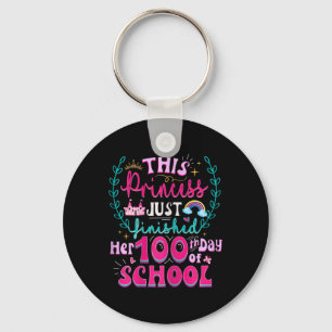Roligt 100-dagen för skolprinsessan Cute Kids Girl Nyckelring