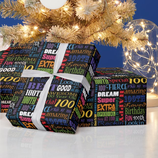 Roligt 100:e Födelsedagsfestens Personlig Monogram Presentpapper (Helgdagar)