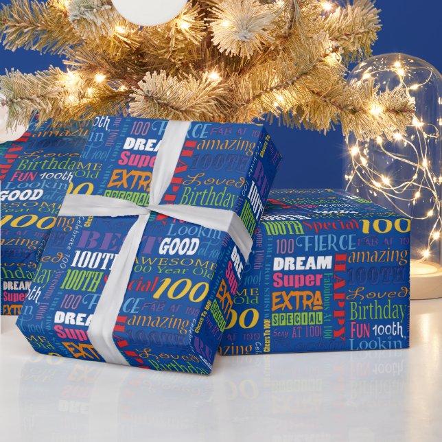 Roligt 100:e Födelsedagsfestens Personlig Monogram Presentpapper (Helgdagar)