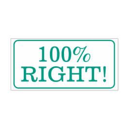 Roligt "100 % HÖGER!" Skollärare Rubber Frimärke Självfärgande Stämpel