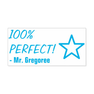 Roligt "100 % PERFEKT!" + Namn Rubber Frimärke Självfärgande Stämpel