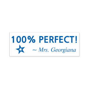 Roligt "100 % PERFEKT!" Utbildare Rubber Frimärke Självfärgande Stämpel