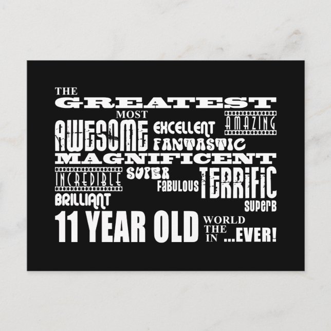 Roligt 11:e Födelsedagsfesten Underbarare Elva Gam Inbjudan Vykort (Framsida)