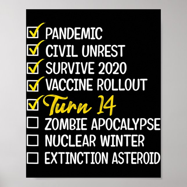 Roligt 14:e födelsedagspresent 14 år gammal karant poster (Framsidan)