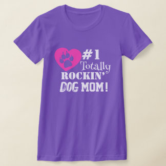 Roligt #1 Totally Rockin Hund Mamma (lila) T-Shirt