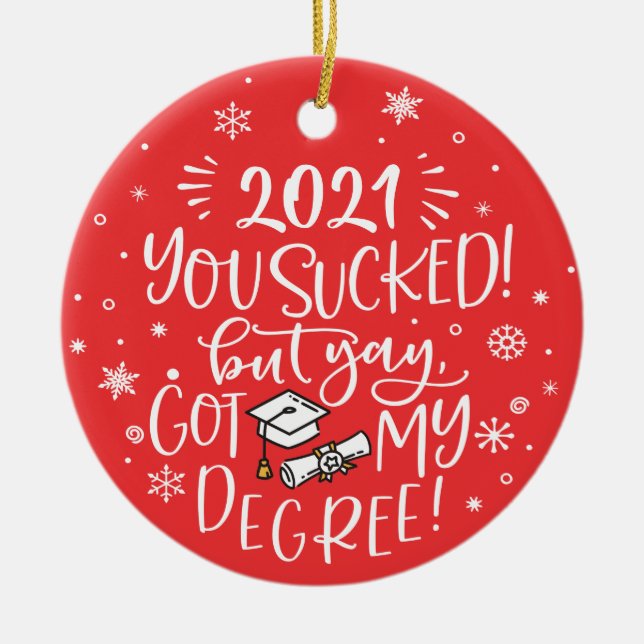 Roligt 2021 söktes men har min examen med foto julgransprydnad keramik (Framsidan)