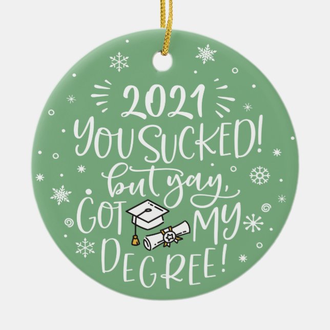 Roligt 2021 söktes men har min examen med fotokera julgransprydnad keramik (Framsidan)