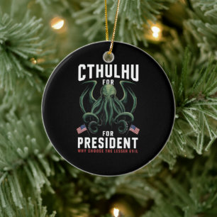 Roligt 2024 Val Cthulhu för President  Julgransprydnad Keramik