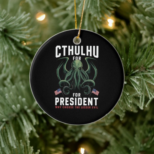 Roligt 2024 Val Cthulhu för President  Julgransprydnad Keramik (Träd)