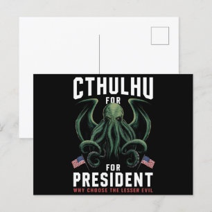 Roligt 2024 Val Cthulhu för President Vykort