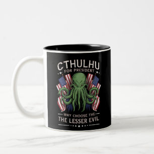 Roligt 2024 Val Cthulhu som President Två-Tonad Mugg
