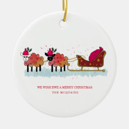 Roligt 2 Fårdragare Julgransprydnad Keramik