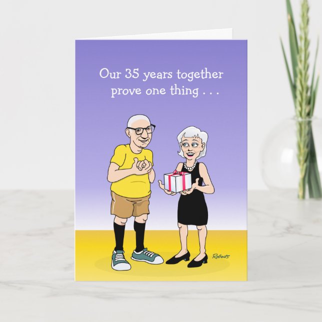 Roligt 35-årsjubileumskort till make kort (Framsida)