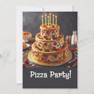 ROLIGT 3 TIERD PIZZA BIRTHDAY CAKE PARTY INBJUDNINGAR