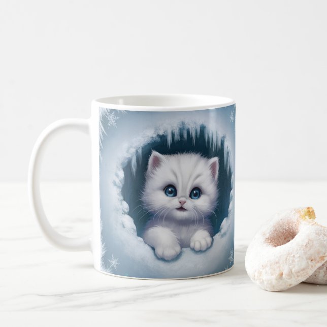 Roligt 3D Kitten Mugg Wrap - Kaffe koppar (Med munk)
