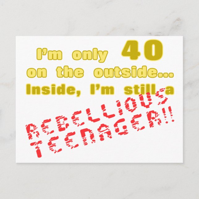 Roligt 40-årspresent vykort (Framsida)
