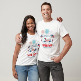 Roligt 4:e juli T-Shirt - Retro Tecknad Picnic