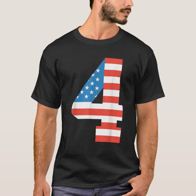 Roligt 4e födelsedagen USA:s amerikanska Flagga 4  T Shirt (Framsida)