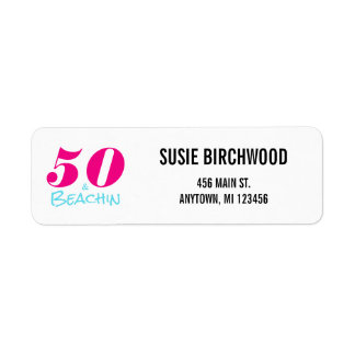 Roligt 50 & Beachin Shock rosa Aquamarine Black Te Returadress Etikett