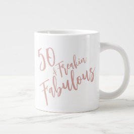 Roligt 50 & Fabulous Ro Guld 50:e födelsedagen Jumbo Mugg