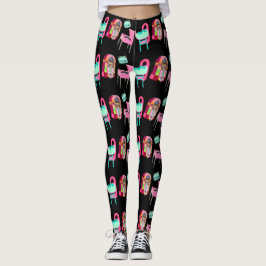 Roligt 50 Jukebox Music Players Mönster Leggings