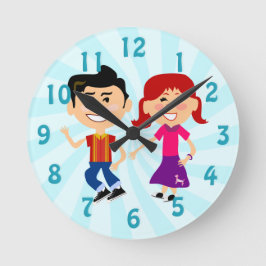 Roligt 50 Lycklig Dance Kids Retro Art Rund Klocka