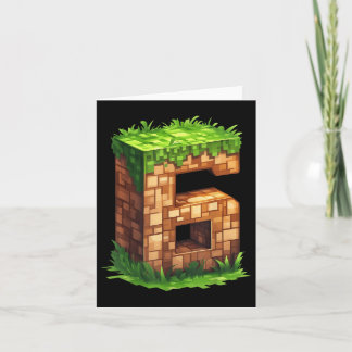 Roligt 6e Birthday Number 6 Video Gamer Pixel Thme Kort