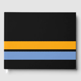 Roligt 70:s Gult Blue Kant Tävla Rand på svart Gästböcker