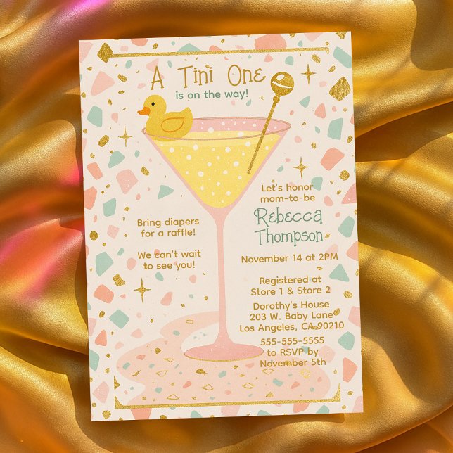 Roligt A Tini One Martini Glass Baby Shower Inbjudningar (Fun A Tini One Martini Glass Baby Shower Invitation
)