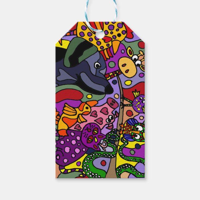 Roligt Abstrakt Art Gift-Märkre Presentetikett (Framsidan)
