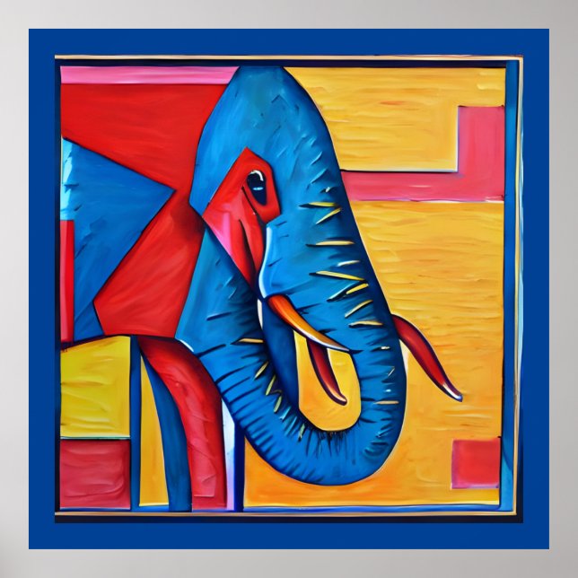 Roligt Abstrakt Artsy Little Elephant Poster (Framsidan)