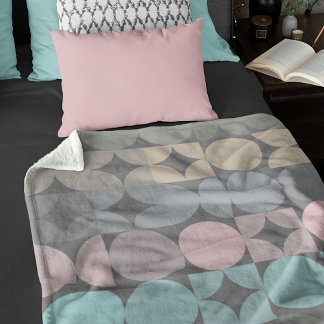 Roligt Abstrakt Circles Squares Popart Mönster Fleecefilt