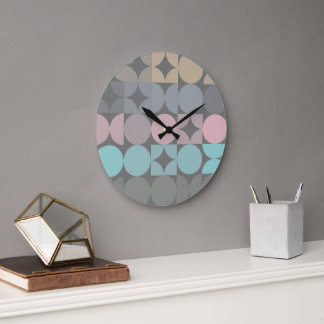Roligt Abstrakt Circles Squares Popart Mönster Stor Klocka