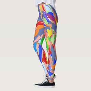 Roligt Abstrakt design Red Blue Ro Guld Leggings