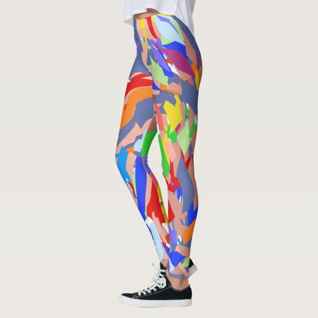 Roligt Abstrakt design Red Blue Ro Guld Leggings (Vänster)