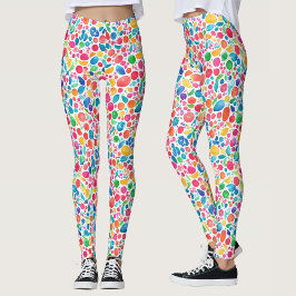 Roligt Abstrakt Färgfull regnbåge Polka punkt vatt Leggings