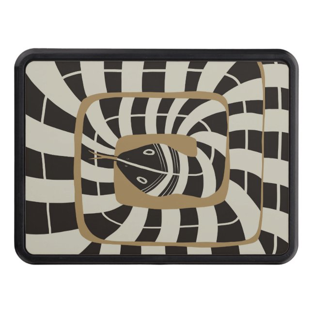 Roligt Abstrakt Raster Snake i brun Neutralt Tones Dragkroksskydd (Framsidan)