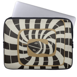 Roligt Abstrakt Raster Snake i brun Neutralt Tones Laptop Fodral