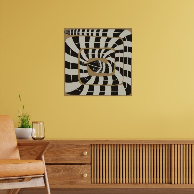 Roligt Abstrakt Strepe Snake Earthy Brown Neutralt Poster (Vardagsrum 2)