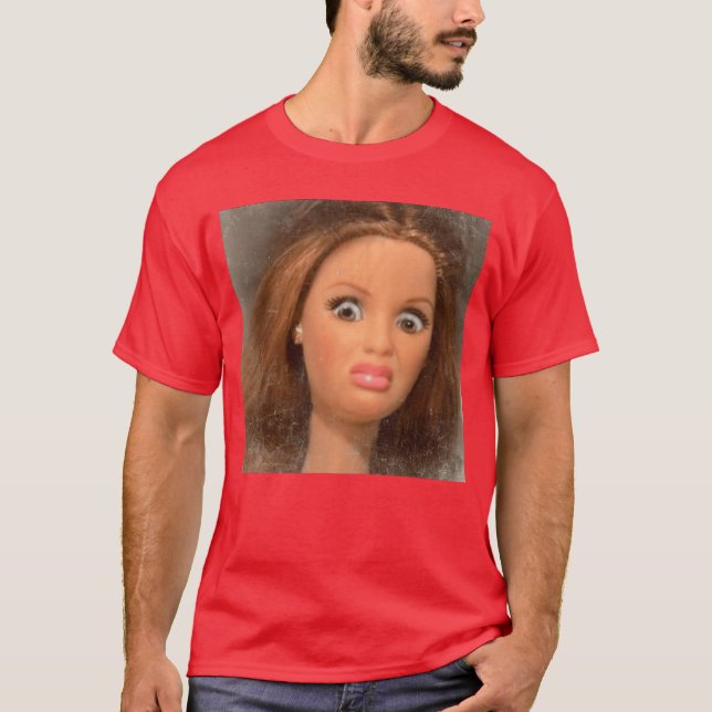 Roligt Äcklig Docka Ansikte Meme vänner T Shirt (Framsida)