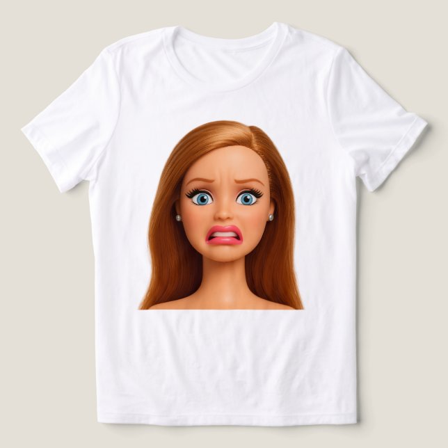 Roligt Äckliga Dockans Ansikte Meme T Shirt (Design Framsida)