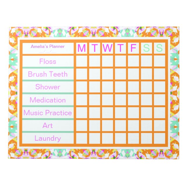 Roligt ADHD Girl's Women's Weekly Reminder Planner Anteckningsblock (Framsida)