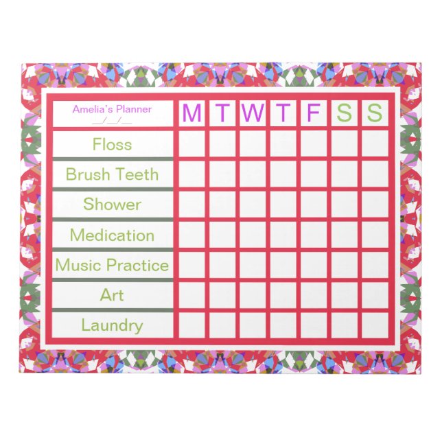 Roligt ADHD Girl's Women's Weekly Reminder Planner Anteckningsblock (Framsida)