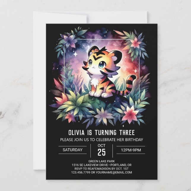 Roligt Adsible Tiger Birthday Inbjudningar (Framsida)