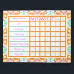 Roligt After School Activities Hobbiess Weekly Pla Anteckningsblock<br><div class="desc">Roligt After School Activities Hobbiess Weekly Planner Checklist Reminder for children. Ett anteckningsblock med kryssrutor och deras föräldrar till behållan av hobbieser och när de har praktiserat. Under den heliga sommaren färg av orange, rosa och grönt. Ändra texten till din egen hobby- och hemfärslista eller ta bort den om du...</div>