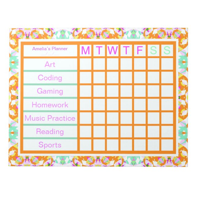 Roligt After School Activities Hobbiess Weekly Pla Anteckningsblock (Framsida)